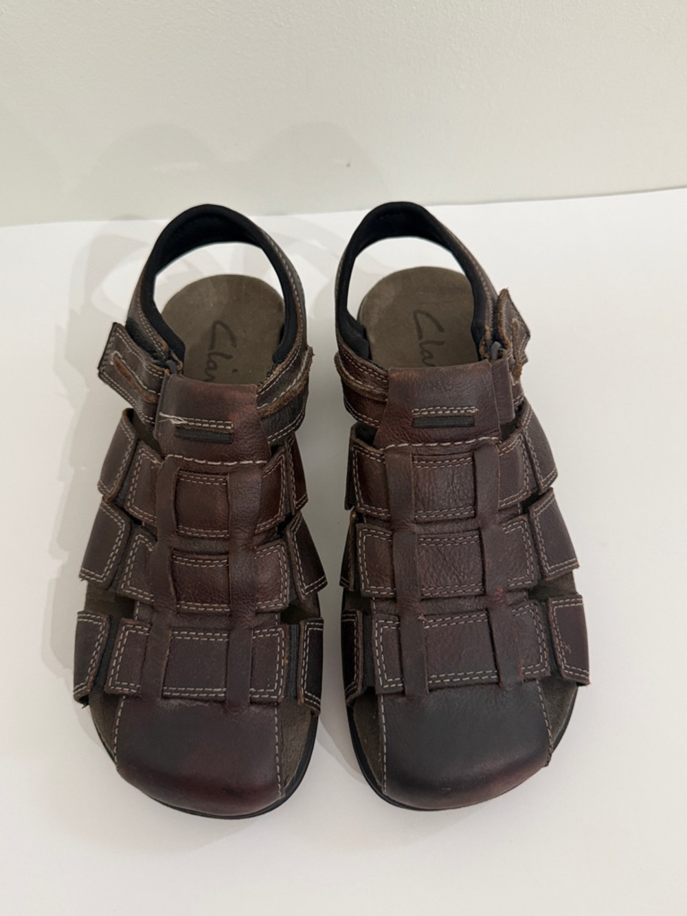 NEW CLARKS Fisherman Sandals Mens Size 9M Brown Leather Adult - Picture 4 of 10